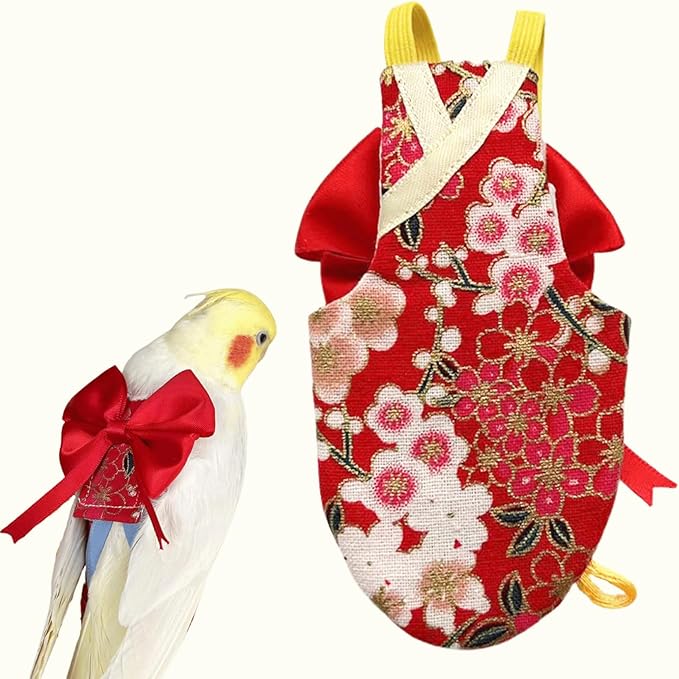 Bird Flight Suits Diapers, Parrot Flight Suits Diapers for Quaker Parakeets Cockatiels Conures Macaw African Grey, Bird Diaper, Parrot Clothes (Red A,XS)