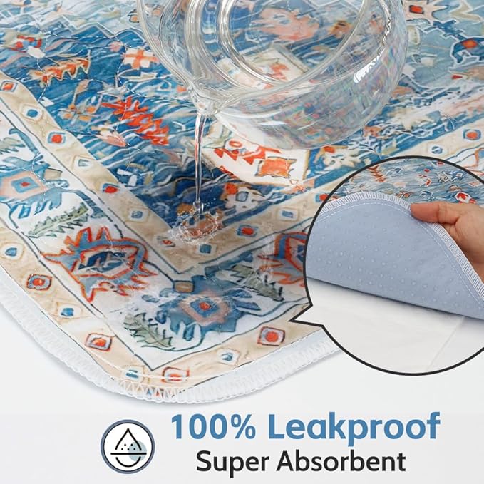 Washable Pee Pads for Dogs, 2 Pack Reusable Puppy Training Pads 72"x72" Super Absorbent Waterproof Dog Training Pads, Non-Slip Potty Pads, Whelping Pads Litter Mat Blue/Mix