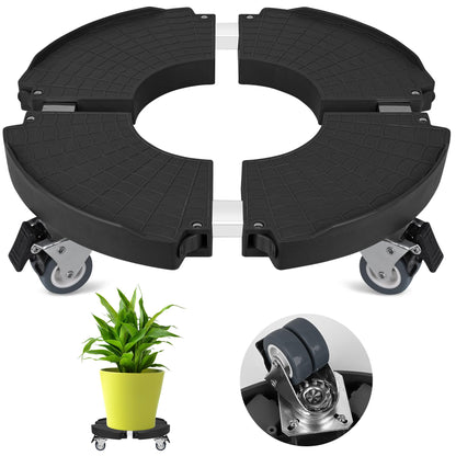 Plant Caddy Stand with 360° Wheels Adjustable 15-22 Inch Rolling Plant Stand Heavy Duty Large Plant Cart Dolly with Casters 440lbs Capacity for Large Planter, Garden Pot, Flower Pot, Black, 1 Pack
