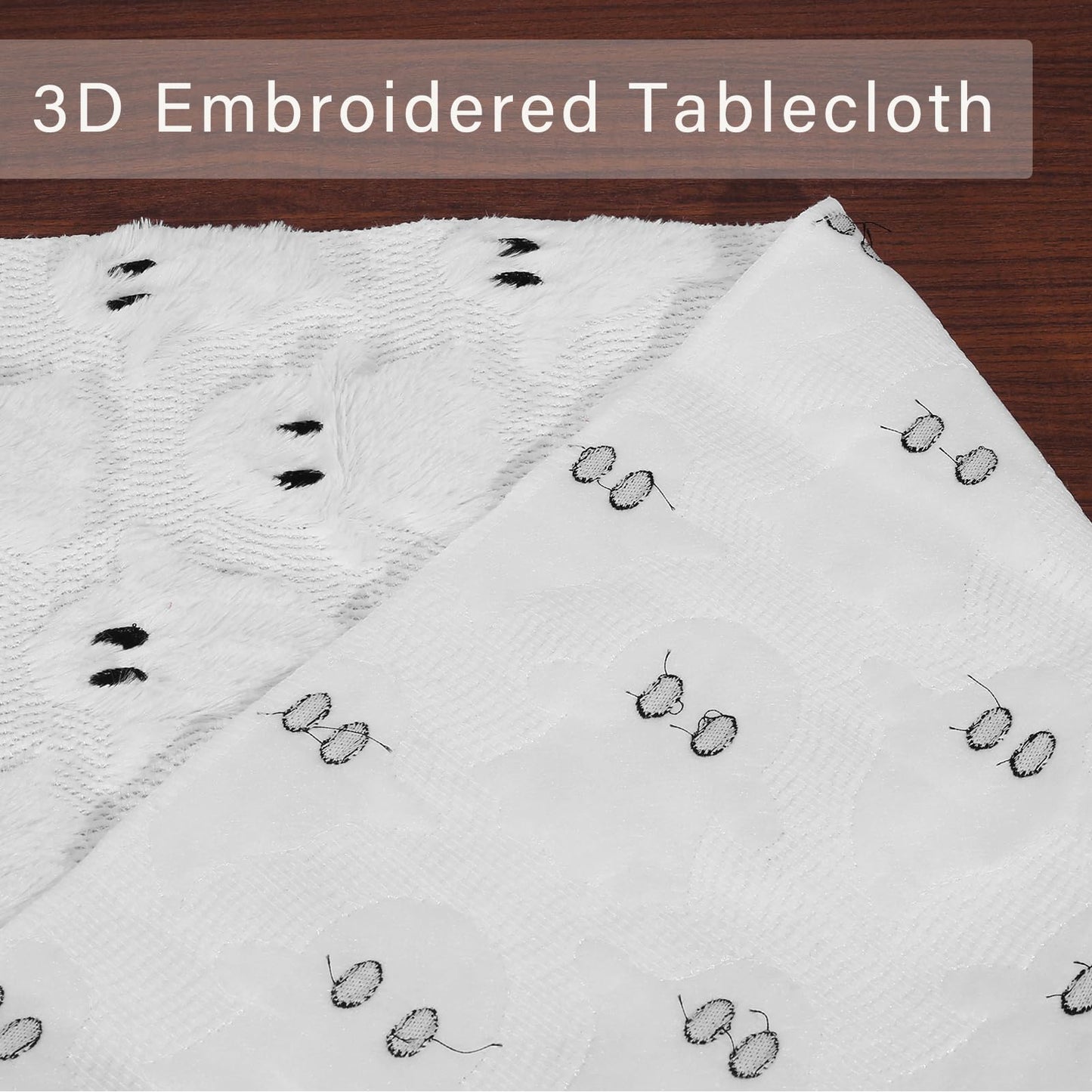 3D Halloween Indoor Decoration Table Runner - White Ghosts Soft Plush Faux Fur Fabric Holiday Home Kitchen Dining Party Table Decor 13x72 Inch Long