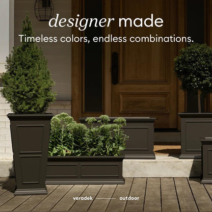 Veradek Brixton Series Tall Planter - Large Outdoor Planter for Front Porch/Patio | Crack-Resistant Plastic for All-Weather Use | Classic Estate Design for Tall Plants, Flowers, Trees