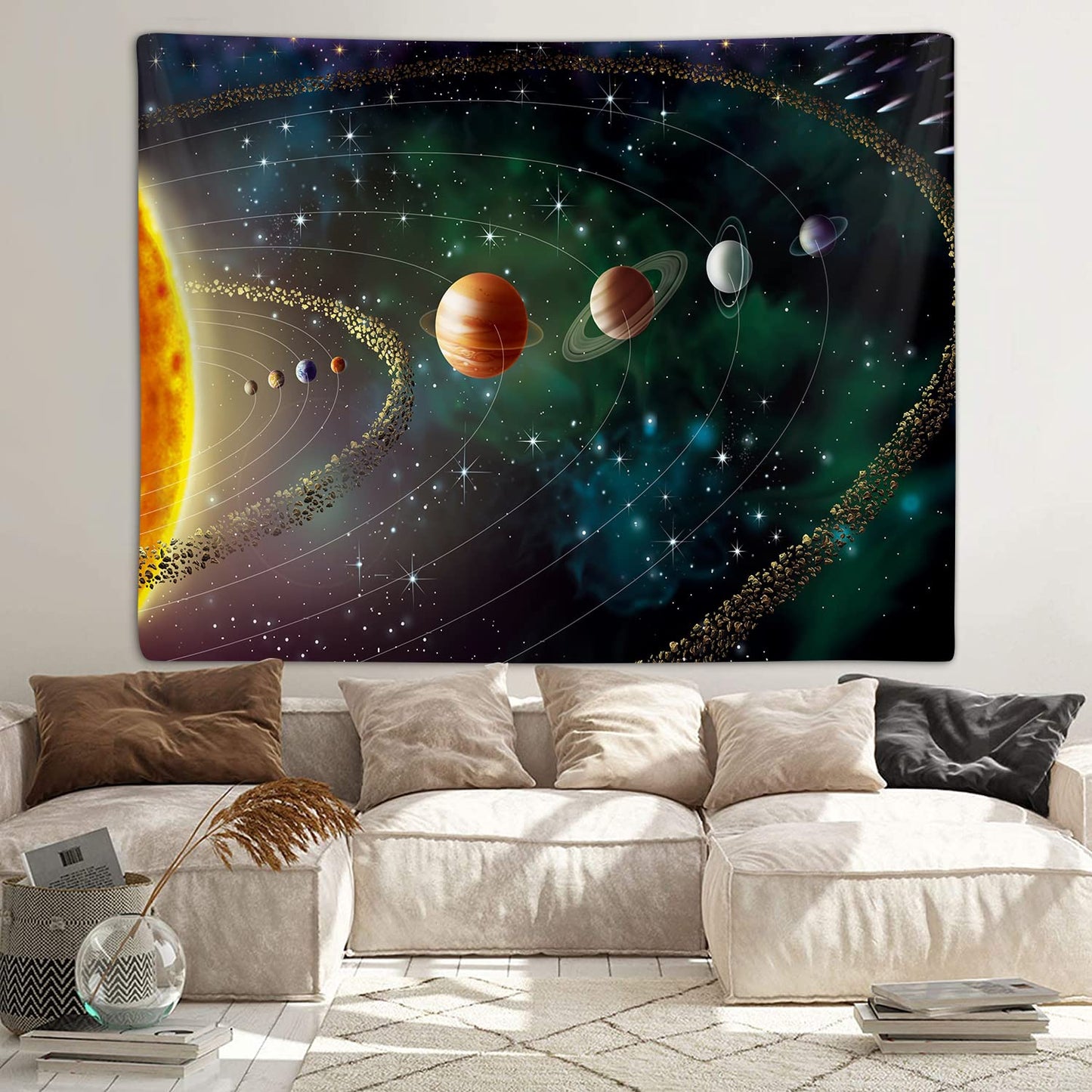 Outer Space Planet Tapestry, Universe Galaxy Solar System Earth Art Tapestries Wall Hanging for Men Kids Bedroom College Dorm Living Room Office Science Decor 40X30", Cool Hippie Poster Blanket