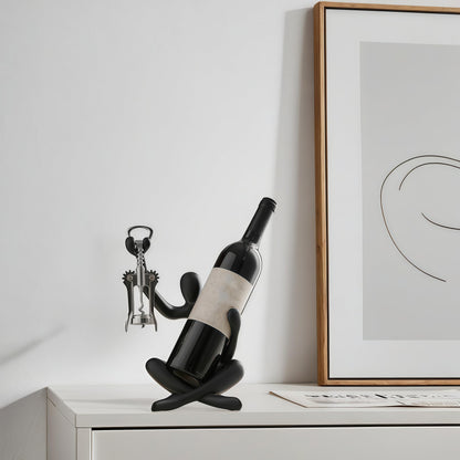 XINXUAN Modern Wine Bottle Holder, Resin Hollow-Out Design Decorative Wine Rack(Black)