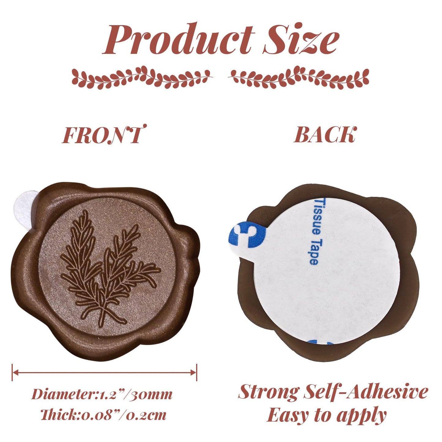 Wax Seal Stickers for Envelope Seals, 100pc Chocolate Brown Self-Adhesive Wax Stamp Stickers for Wedding lnvitations, Cards Envelopes Seal