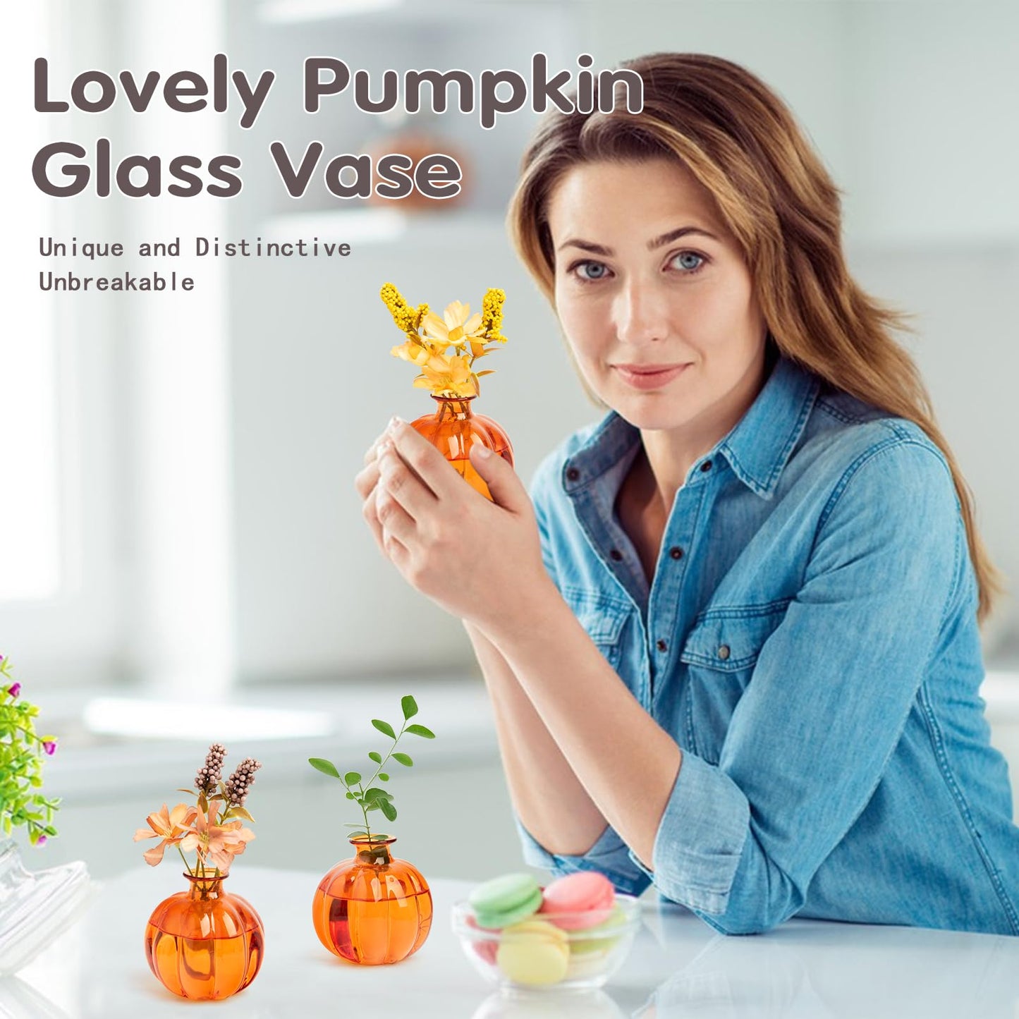 XXXFLOWER Plant Terrarium Propagation Stations Unique Gifts for Women Plant Lovers 3Pcs Pumpkin-Shaped Glass Vase for Tabletop Home Office Garden Decor (Plants NOT Included)
