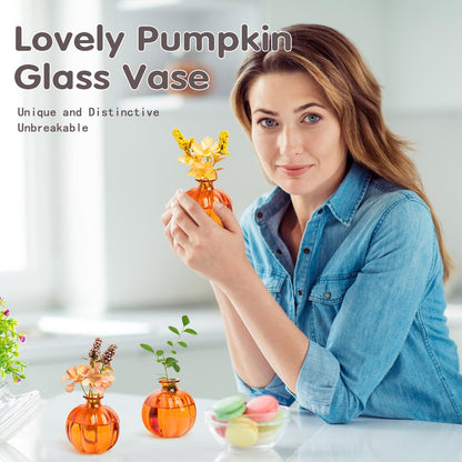 XXXFLOWER Plant Terrarium Propagation Stations Unique Gifts for Women Plant Lovers 3Pcs Pumpkin-Shaped Glass Vase for Tabletop Home Office Garden Decor (Plants NOT Included)