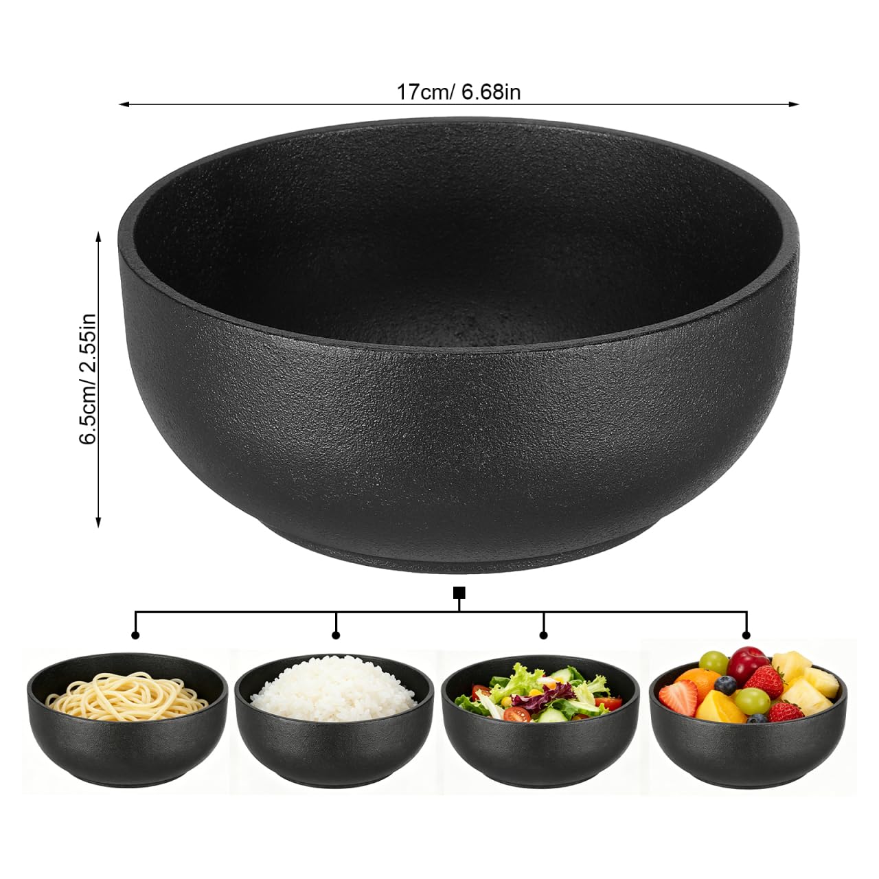 Cabilock Cast Iron Bibimbap Bowl 6.7 Inch Korean Stone Bowl for Cooking Sizzling Hot Pot Dolsot Professional Ramen Noodle Soup Mixing Rice Serving Basin Oven Safe Seasoned Kitchenware