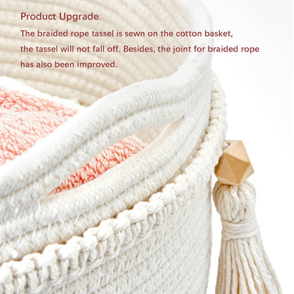 Mkono Macrame Woven Wall Hanging and Boho Storage Basket Home Decor