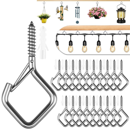 Emiluil 20 Pcs 304 Stainless Steel Eye Screw Hooks for Hanging Heavy Duty.Windproof Ceiling Hooks for Hanging Plants,Cup,Wind Chime,Bird Feeders,Christmas String Lights at Indoor&Outdoor 2.2 Inch
