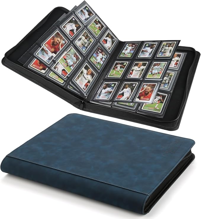 Toploader Binder,Toploader Hard Cases, 9-Pocket Pages Sleeves Hold up 288 Cards.Toploader Card Binder with Sleeves for “3×4” rigid，Card Holder(LakeBlue)