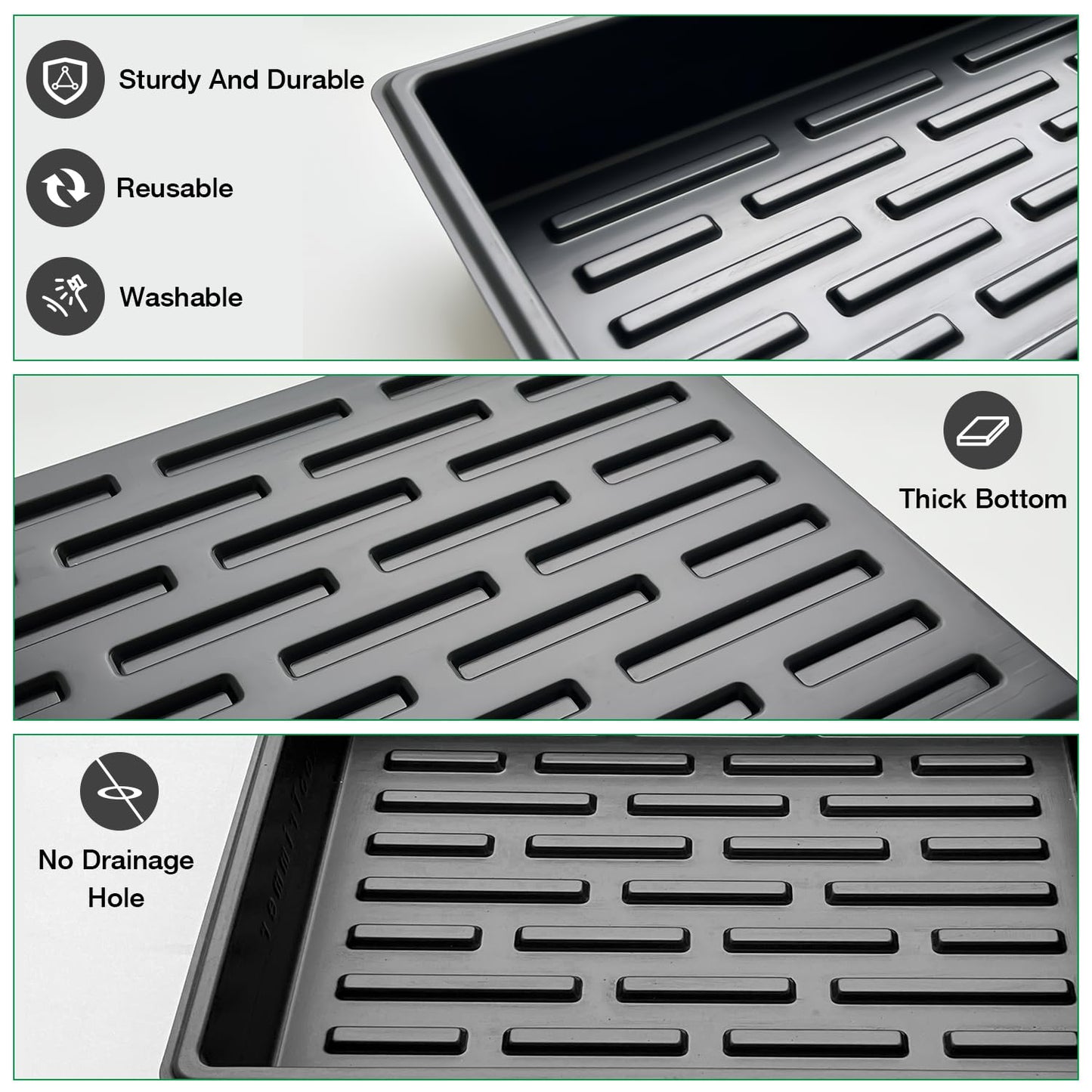 RooTrimmer Seed Starter Tray, 10 Packs Plant Tray, Durable Plastic Growing Trays, Stackable Seedling Starter Trays Perfect for Indoor, Outdoor, Greenhouses, 16.5" L x 13.2" W x 2.8" H - Black