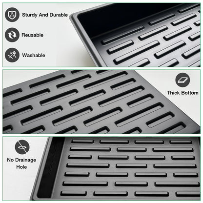 RooTrimmer Seed Starter Tray, 10 Packs Plant Tray, Durable Plastic Growing Trays, Stackable Seedling Starter Trays Perfect for Indoor, Outdoor, Greenhouses, 16.5" L x 13.2" W x 2.8" H - Black