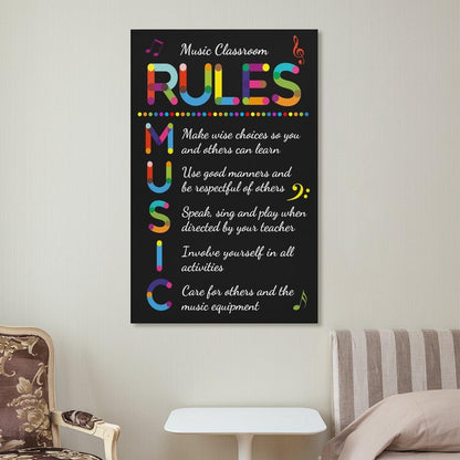 LINWDSB Music Classroom Rules Posters Musical Education Decor Primary School Middle And High Decorations Or Homeschool Unframe style-3 16x24inch(40x60cm)