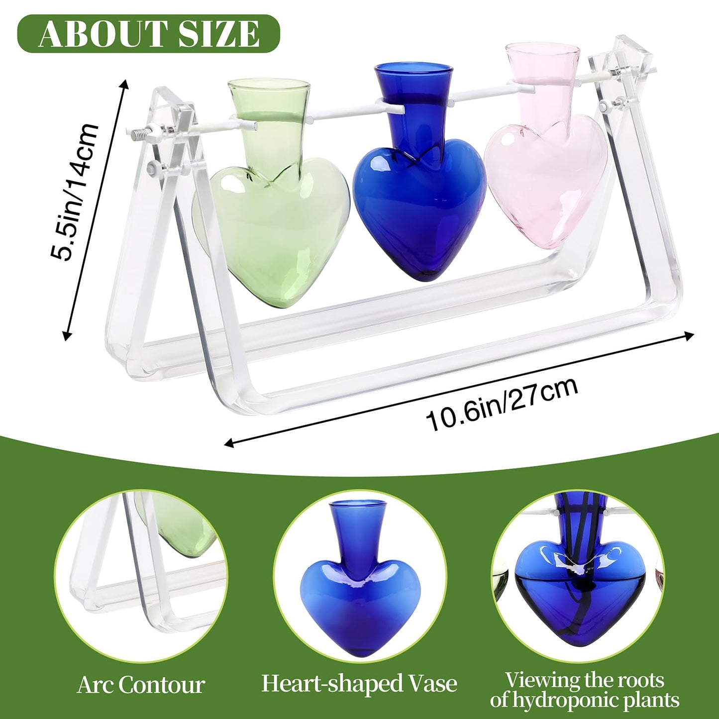 CYZglass Clear Plant Terrarium Propagation Stations with Acrylic Stand Birthday Gifts for Women Office Home Decor