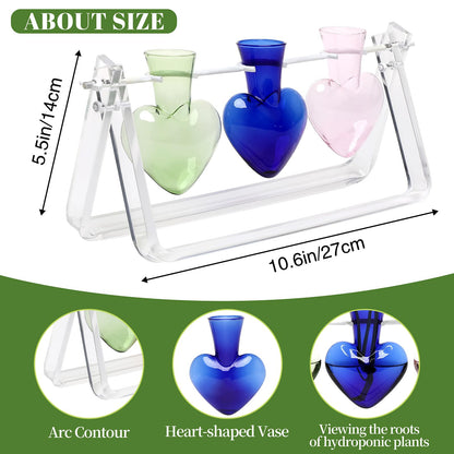 CYZglass Clear Plant Terrarium Propagation Stations with Acrylic Stand Birthday Gifts for Women Office Home Decor