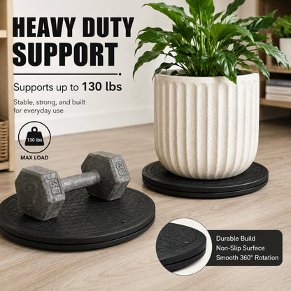 RHBLME 3 Pack Black Lazy Susan, 12 Inch Heavy Duty Rotating Swivel with Steel Ball Bearings Stand for Turntable, Monitor, TV, etc.