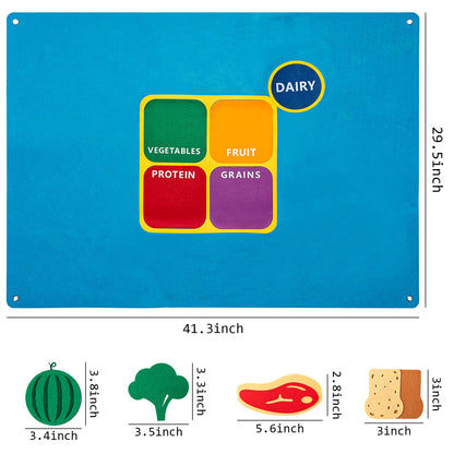 WATINC My Plate Felt Board for Kids - 3.5Ft Large 53Pcs Food Groups Learning Toy Set, Healthy Eating Flannel Board Preschool Educational with Fruits Vegetables Grains Protein for Classroom Homeschool