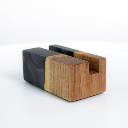 RWA Business Card Holder for Men & Women - Handcrafted Epoxy & Wood, Stylish & Durable Business Card Organizer, Premium Business Card Holders Desk Accessory for Professionals - ELEMENT, black