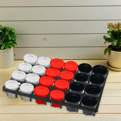 wutfuooo 5 Pack Square Nursery Pot Tray with 24 Cells, Plant Trays for Pots, Flower Pot Moving Tray, Plastic Planting Trays for Carrying Small Plant Pots