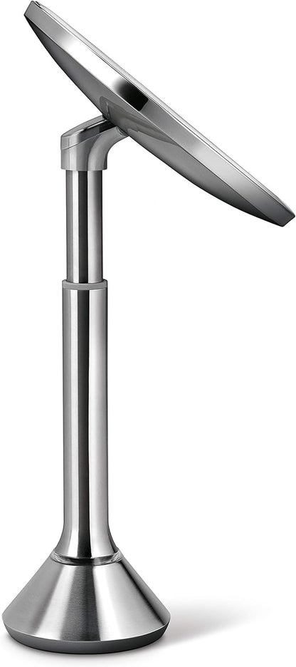 simplehuman Sensor Lighted Makeup Vanity Mirror 8" Round, 5X Magnification, Stainless Steel, Rechargeable and Cordless