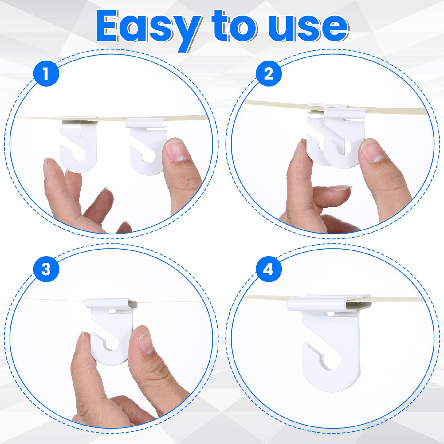 SHENLIU 100 Pair Drop Ceiling Hooks for Classrooms, White Heavy Duty Metal T-Bar Hooks Suspended Ceiling Tile Hook Clips Hold up to 20 Lbs for Home School Grid Office Plants Decorations