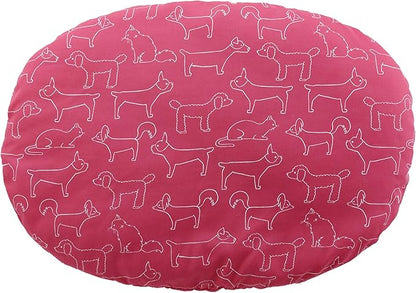 Richell Oval Plastic Pet Bed Medium, Waterproof, with 100% Polyester Washable Cushion, Pink (70008)