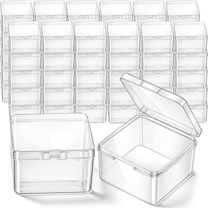 Jetec 60 Pieces Mini Plastic Clear Beads Storage Containers Box for Collecting Small Items, Beads, Jewelry, Business Cards, Game Pieces, Crafts (2.5 x 2.5 x 1.6 Inch)