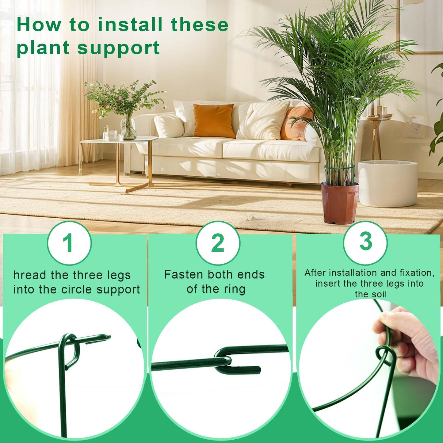 HiGift 3 Pack Peony Cages Support Stakes Ring for Garden, Round Plant Support for Outdoor (10" W x 17" H), Indoor Plant Cages Hoops Plant Rings for Tomatoes,Rose,Astilbes,Vine Indoor Potted Plants