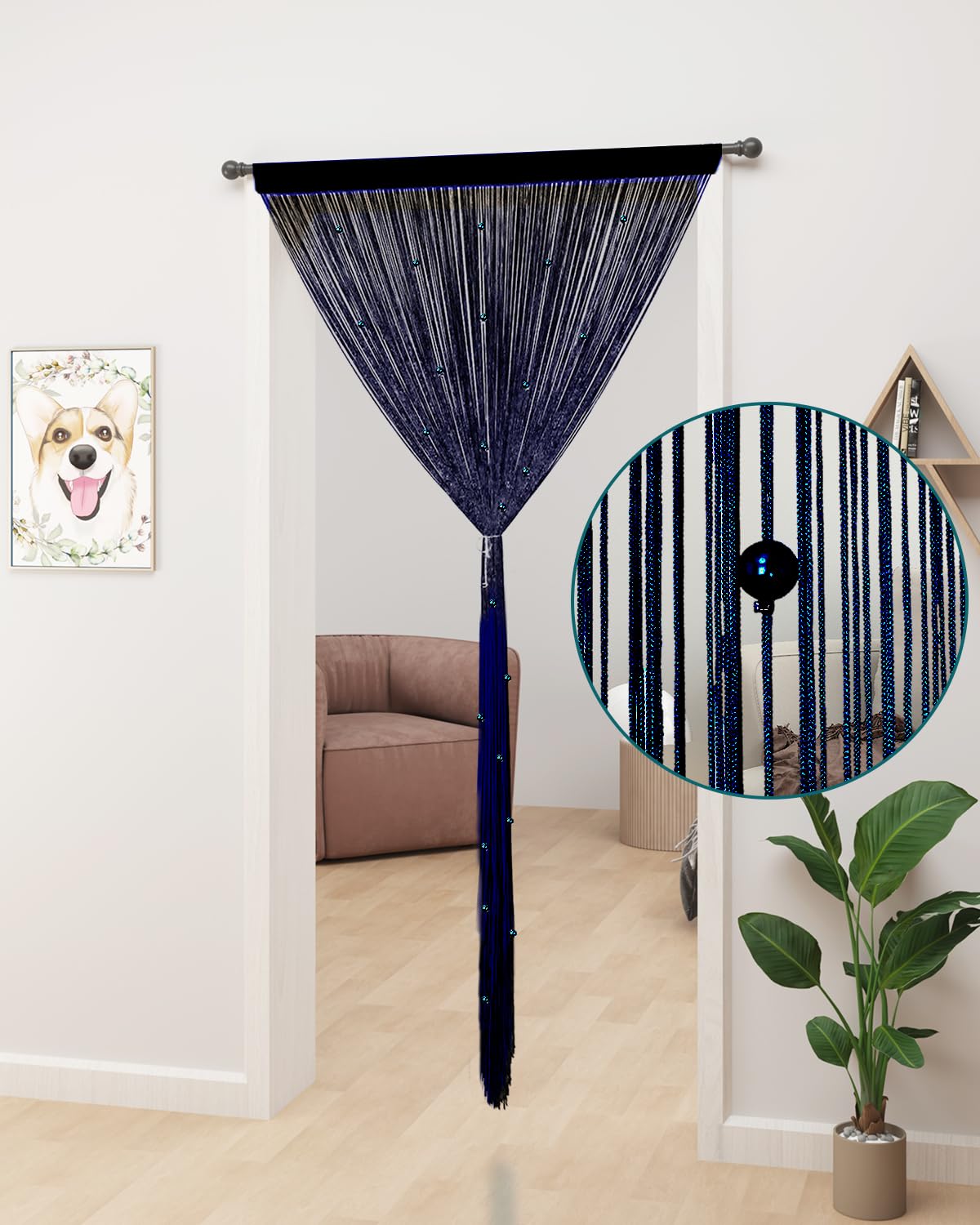 YIIBAII Beaded Curtain Beaded Curtains for Doorways Crystals Suitable for Interior Hanging Decoration and Partitions Closet Curtains (39"x79", Starry Blue)