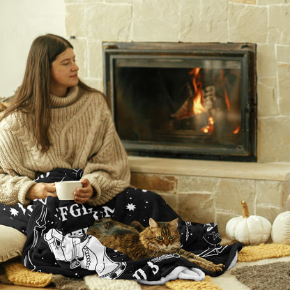 Solzien Ouija Board Blanket 50"x60", Goth Witchy Birthday Gifts for Women/Men, Gothic Skeleton Skull Ouija Board Decor, Halloween Christmas Decorations, Spooky Gifts, Halloween Gothic Throw Blanket