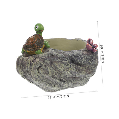 BAZEITFLOW Creative Turtle Resin Flowerpot Decor for Outdoor Landscaping Compact Plant Container with Lovely Design for Garden Patio and Balcony