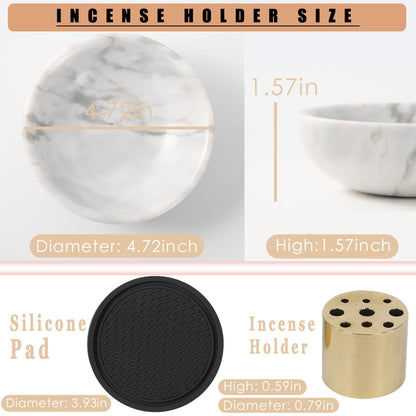 Incense Holder, Natural Marble Incense Holder for Sticks with 9 Incense Holes, Handmade Incense Stick Burner Ideal for Smudging, Decoration