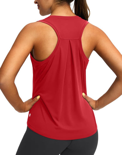 Women's Workout Tops Racerback Athletic Tank Tops Sleeveless Loose Fit Yoga Running Gym Shirts for Women(Red,XL)
