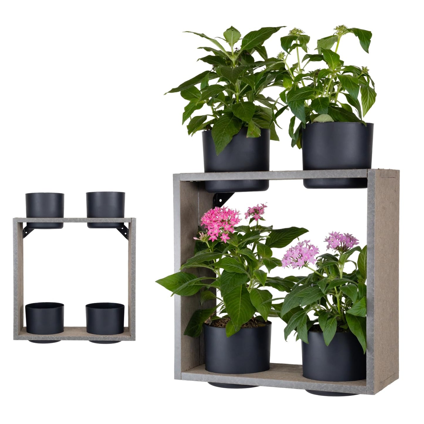 Vioscapes Urban Garden Decor with Pots Included, Hanging Case Planters for Indoor Outdoor Plants, Hanging Flowerpots, Wall Hanging Plant Holder Window Plant Shelves (Stone Gray, Case)