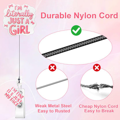 3Pcs Funny Cute Badge Reel Retractable Nurse Gifts Badge Holder with Alligator Clip Glitter ID Name Badges Reel Buddy Pink Nurse Doctor Assistant Gifts Accessories Office Medical Stuff Essentials-Ba