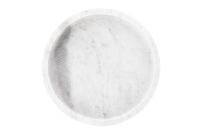 Creative Co-Op Minimalist Round Carved Marble Tray or Charcuterie Board, White