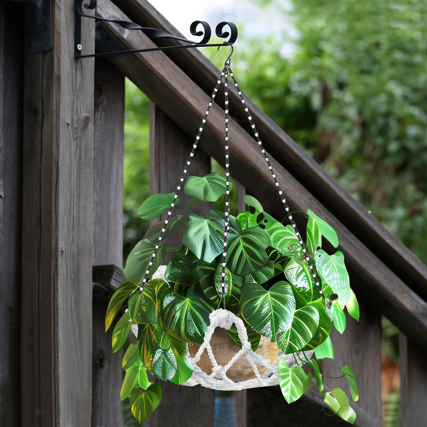 HaoGludi 3 Pack Hanging Planters for Indoor Plants & Outdoor, Plant Hanging Basket Decorative, Flower Pot Hangers for Balcony Porch Garden, Fits 10'' Pots, Load Capacity 20 lbs (Pots Not Included)