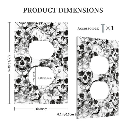 Gothic Skull Floral Skeleton Decorative 1 Gang Receptacle Outlet Cover Electrical Duplex Wall Plate Single Duplex Wall Plate Light Switch Cover