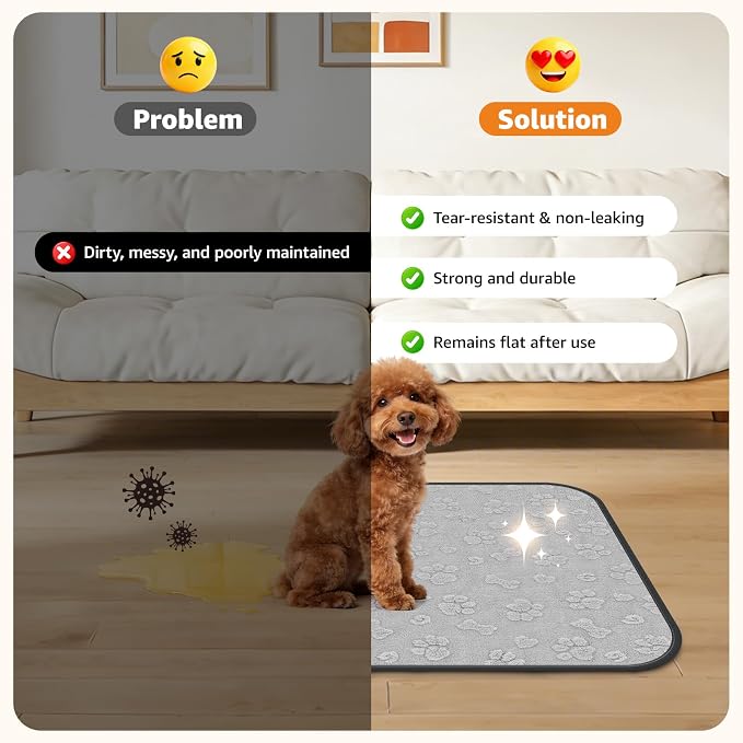 LOOBANI 2 Packs Extra Large Washable Pee Pads for Dogs 48"x48", Non-Slip Reusable Dog Mat, Super Absorbent Whelping Pads, Leak-Proof Dog Playpen Mat for Floor, Bed, Incontinence, Housebreak,Gray