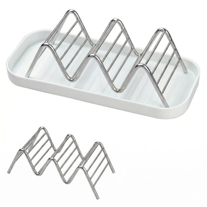 Bar Soap Holder with Removable Drip Tray,Rustproof SUS304 Stainless Steel Soap Dish for Shower Bathroom Countertop, Non-Slip Wave Bar Saver for Shampoo Soap Sponge, White