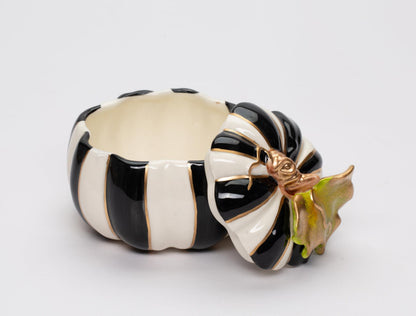 Cosmos Gifts 21091 Black and White Small Ceramic Pumpkin Box