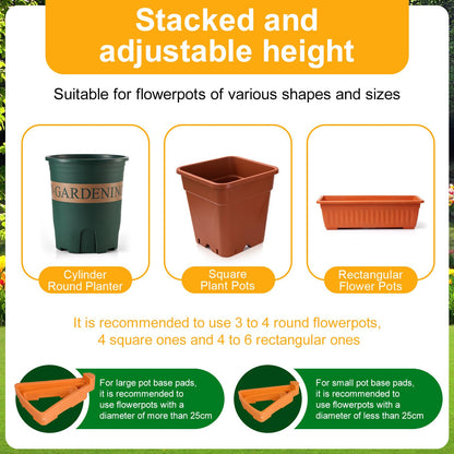 Iniscape Flower Pot Footrest - Planter Feet for Elevated Drainage, Sturdy Pot Feet for Outdoor Planters, Durable Bottom Support (Red, 24 Large)