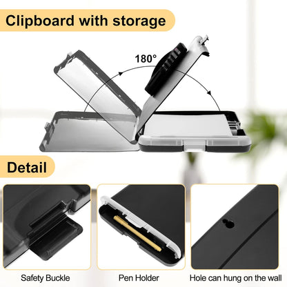 Geyoga 4 Packs Calculator Clipboard with Storage 14 x 10 x 2.6 Inches File Folder Plastic Storage Clipboard Letter Size File Folder with Low Profile Clip for School Classroom Office
