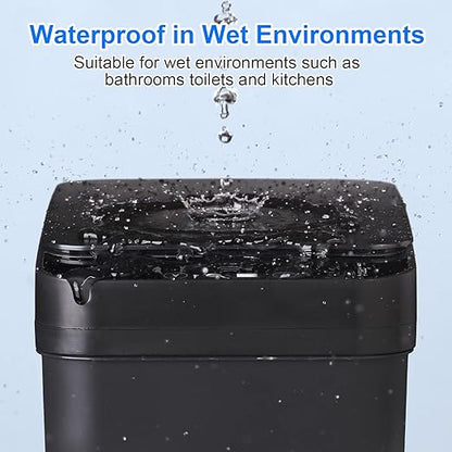 Anborry Bathroom Automatic Trash Can 2 Pack 2.2 Gal & 4 Gal Touchless Motion Sensor Small Garbage Can with Lid Smart Electric Narrow Garbage Bin for Bedroom Office Kitchen (Black)