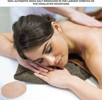 Pure Himalayan Salt Works Flat Oval Massage Stone, Pink Crystal Hand-Carved Stone for Massage Therapy, Deodorant and Salt and Sugar Scrubs, 2.5” W x 3.5” L x 1” D