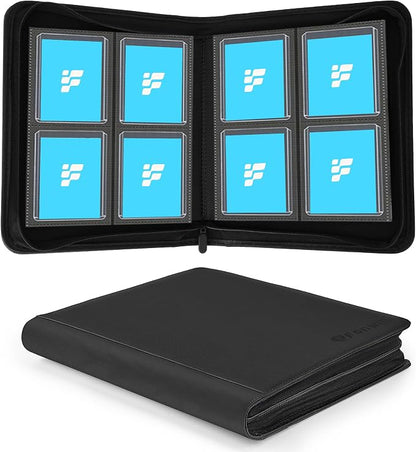 Top Loader Binder, Holds 112 Cards in 3"x4" Toploaders, Trading Card Binder 4 Pocket for TCG, MTG, YGO, Game Cards, Sports Cards(Black)