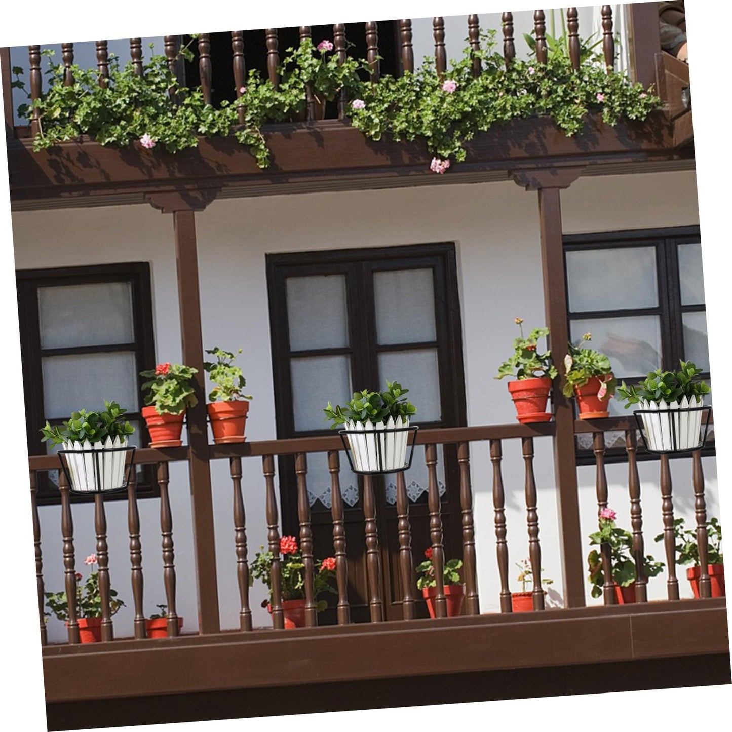 Healifty 2pcs Iron Hanging Flower Pot Stand Plant Holder Rack for Balcony Patio Indoor Outdoor Home Decor