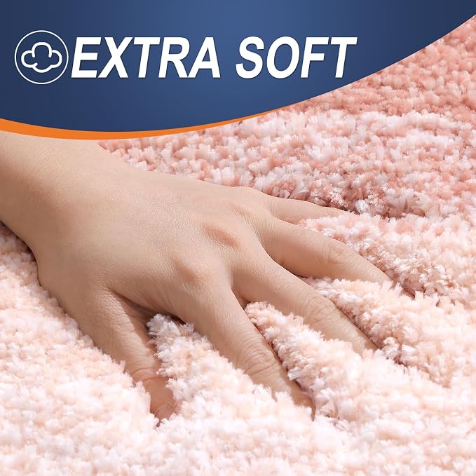 OLANLY Small Bathroom Rugs Mat 24x16, Extra Soft Absorbent Microfiber Bath Rugs, Rubber Backing, Quick Dry, Machine Washable Bath Mats for Bathroom Floor, Tub and Shower, Home Decor Accessories, Peach
