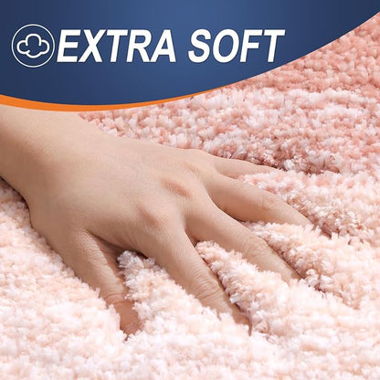 OLANLY Bathroom Runner Rugs Mat 59x24, Extra Soft Absorbent Microfiber Bath Rugs, Rubber Backing, Quick Dry, Washable Long Bath Mats for Bathroom Floor, Tub and Shower, Home Decor Accessories, Peach