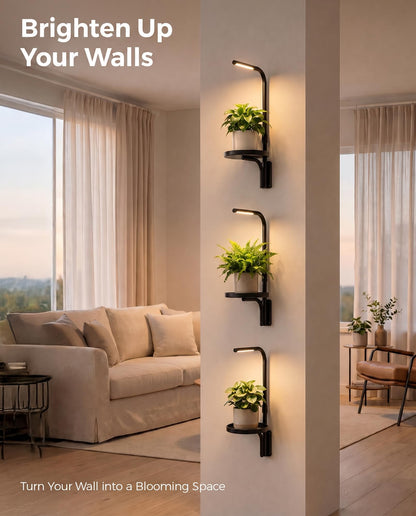 Bamworld Wall Planters For Indoor Plants Indoor Plant Stand With Grow Light Wall Plant Holder Hanging Grow Lights for Indoor Plants Adjustable Plant Lights for Indoor Growing